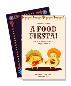 food fiesta tamales tuesdays event invitation cartoon style design template