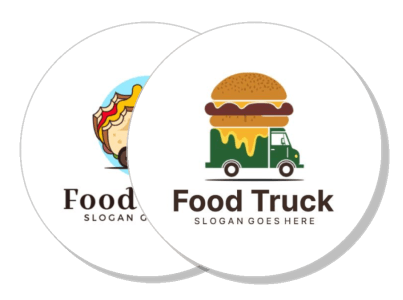 food truck logo design with burger and wrap illustrations template