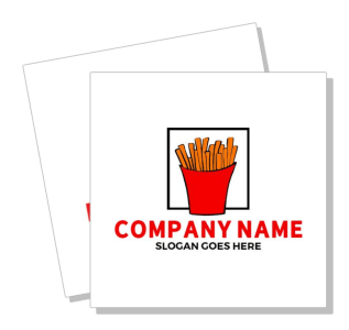 french fries logo design template with company name and slogan
