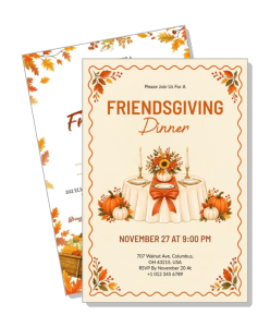 friendsgiving dinner invitation autumn themed decorative card template