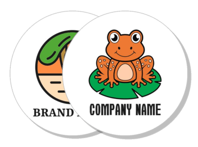 frog logo company brand illustration on leaf background template