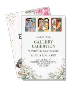 gallery exhibition invitation colorful art display with details template