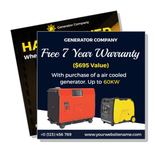 generator company free 7 year warranty promotion air cooled generator template
