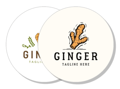 ginger logo design with natural herb illustration template