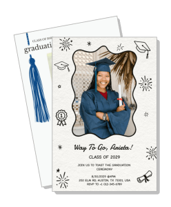 graduation invitation card class of 2029 smiling graduate template