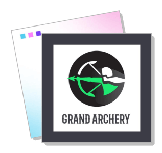 grand archery logo design with archer and bow silhouette template