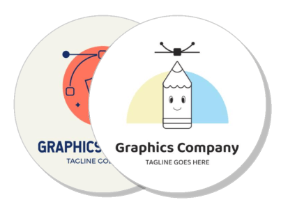 graphics company logo design with pencil and vector elements template