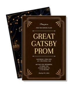 great gatsby prom invitation card senior class event formal theme template