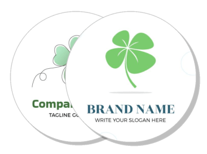 green clover brand logo design with tagline placeholder template
