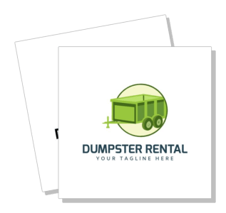 green dumpster rental logo design template