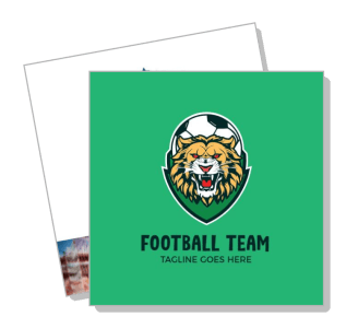 green football team emblem design with lion head and soccer ball template