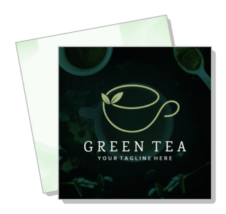 green tea branding logo design with leaf and tagline template