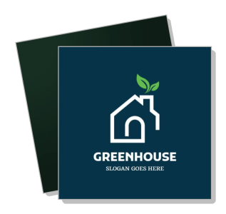 greenhouse eco friendly home logo design with leaf symbol template