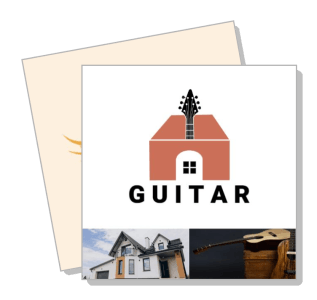 guitar home logo with house and guitar integration template