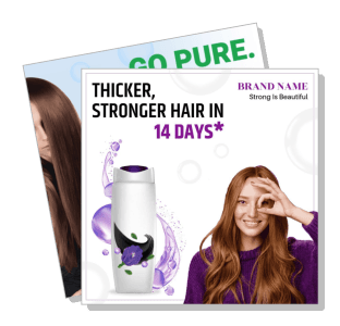 haircare product advertisement thicker stronger hair promotion template