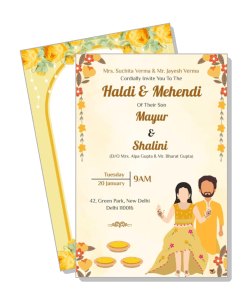 haldi mehendi invitation card floral design indian wedding ceremony details template