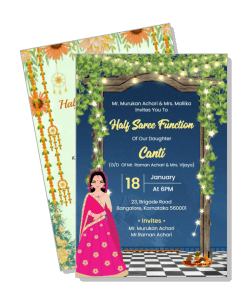 haldi saree function invitation design template