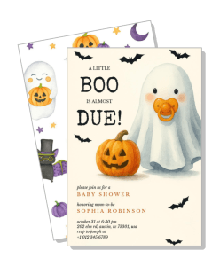 halloween themed baby shower invitation little boo due template