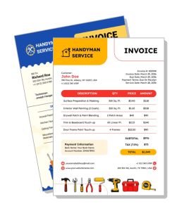 handyman service comprehensive invoice template with tools icons
