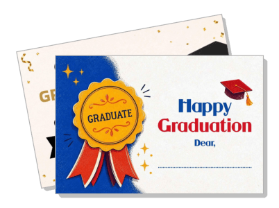 happy graduation card with ribbon and cap design template