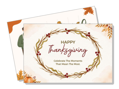 happy thanksgiving card autumn wreath design template