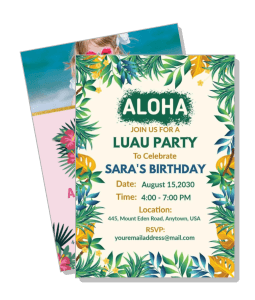hawaiian luau party invitation sara birthday celebration template