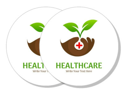 healthcare logo with hands and seedling graphic design template