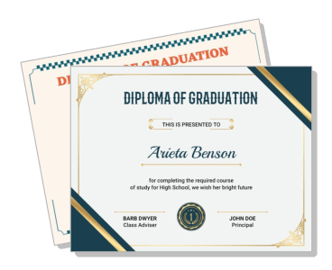 high school diploma certificate with graduation design template