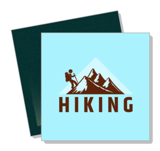 hiking logo with mountains and hiker illustration template