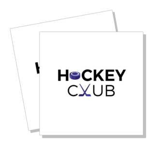 hockey club logo design with stick and puck graphic template