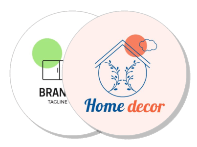 home decor logo design with house and leaves theme template