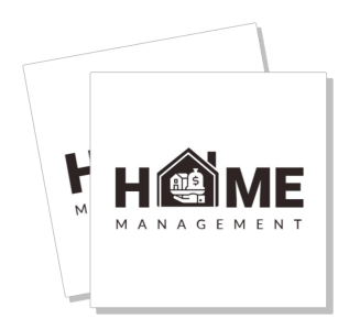 home management logo design with black text and house icon template