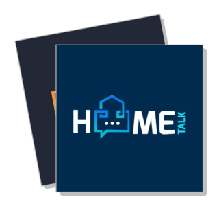 home talk logo design with speech bubble and house elements template
