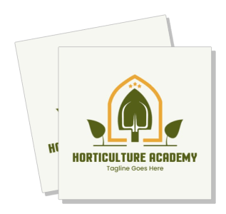 horticulture academy logo design with leaf and tree symbol template