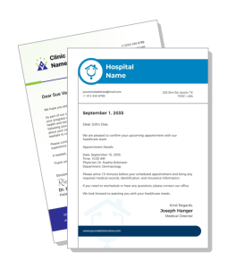 hospital and clinic letterhead design with contact info template