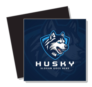 husky logo with slogan placeholder dark background template