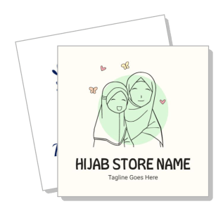 illustrated hijab store name logo design concept template
