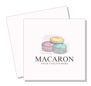 illustrated macaron logo design template with space for slogan