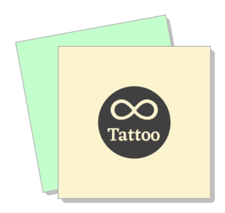 infinity symbol tattoo design on paper with green and beige background template
