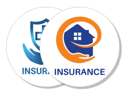 insurance emblems shield and house logo design template