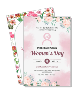 international womens day invitation card floral design march 8 celebration template