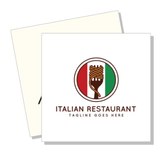 italian restaurant logo with spaghetti fork and italian flag colors template