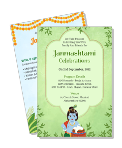 janmashtami celebration invitation green design template