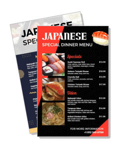 japanese special dinner menu with sushi udon varieties template