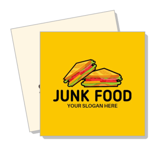 junk food logo with sandwich illustration and slogan placeholder template
