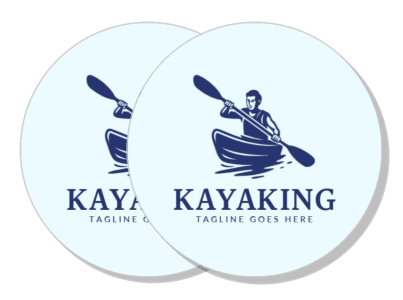 kayaking round stickers with paddler design template