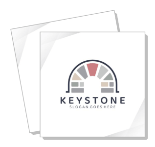 keystone logo design template with arch and color blocks
