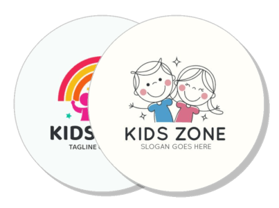 kids zone logo designs colorful rainbow and cute children illustrations template