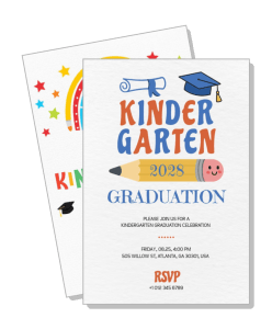 kindergarten 2023 invitation designs colorful pencils and graduation caps template