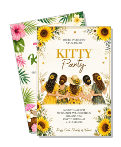 kitty party invitation floral theme sunflower decor template